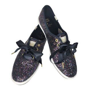 Kate Spade New York Keds NIB Glitter Black Multicolor Women's Sneakers sz 6.5 M